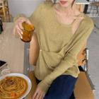Long-sleeve Asymmetrical Cutout Knit Top