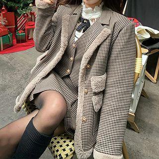 Houndstooth Single Breasted Blazer / Vest / Skirt