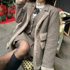 Houndstooth Single Breasted Blazer / Vest / Skirt