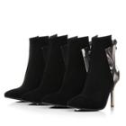 Color Panel High Heel Ankle Boots