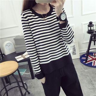 Striped Long Sleeve Knit Top