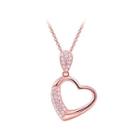 925 Sterling Silver Heart Pendant With White Austrian Element Crystal And Necklace