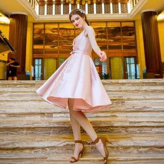 Flower Applique Sleeveless A-line Cocktail Dress