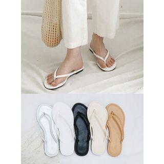 Braided Strap Faux-leather Flip-flops