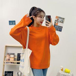 Crew-neck Colored Boxy Sweater