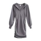Half-zip Ruched Bodycon Hoodie Dress