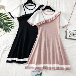 Patchwork Ruffled A-line Dress