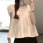 Sleeveless Square-neck Frill Trim Blouse