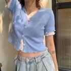 Mock Two-piece Short-sleeve Cropped T-shirt