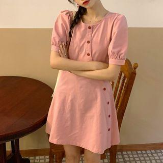 Puff Sleeve Button-up Dress