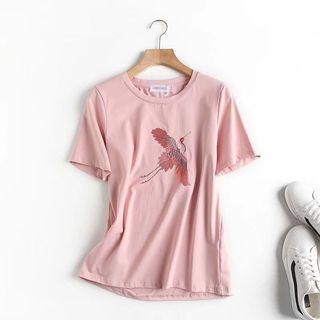 Crane Embroidered T-shirt