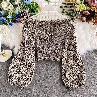 Leopard Print Off-shoulder Blouse