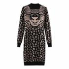 Leopard Print Knit Midi Bodycon Dress