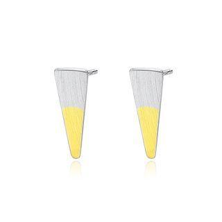Sterling Silver Simple And Fashion Two-color Geometric Triangle Stud Earrings Silver - One Size