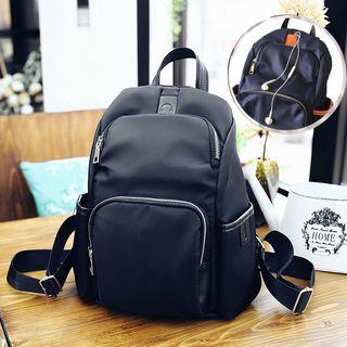 Faux-leather Trim Oxford Backpack