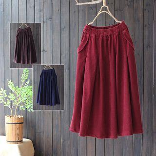 Elastic Waist Corduroy A-line Skirt