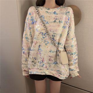 Sequined Printed Top As Shown In Figure - One Size