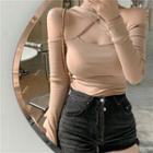 Long-sleeve Halter Slim-fit Top