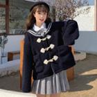 Sailor-collar Toggle Coat As Shown In Figure - One Size