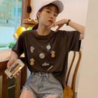Short-sleeve Outer Space Print T-shirt