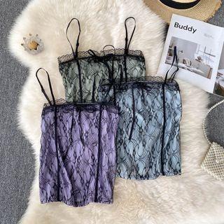 Lace Flower Trim Suspender Top