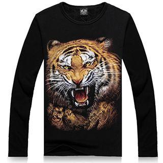 Long-sleeve Tiger Print T-shirt