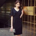 Cape-sleeve Sheath Dress