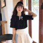 Strap Bow Short-sleeve Top