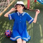 Striped Sailor Collar Short-sleeve A-line Dress