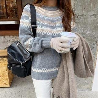 Nordic-pattern Wool Blend Sweater