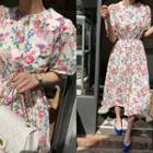 Gathered Long Blossom Dress