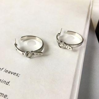 Heart Belt Alloy Earring S925 - Heart - Stud Earrings - 1 Pr - Silver - One Size