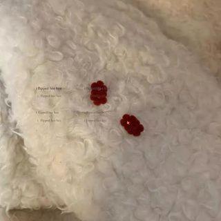 Flocking Flower Earring 1 Pair - 01 - Red - One Size