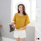 Plain Knit Wide Sleeve Shirt