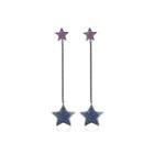 Simple Temperament Plated Black Star Tassel Earrings With Blue Cubic Zirconia Black - One Size