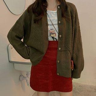 Plain Cardigan / Mini Straight-fit Skirt