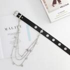 Butterfly Layered Alloy Chain Faux Leather Belt