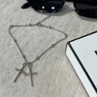 Cross-pendant Ball-chain Anklet Silver - One Size