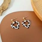 Heart Glaze Alloy Dangle Earring 1 Pair - Earrings - S925 Silver - Black & White - One Size