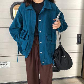 Corduroy Button Jacket Blue - One Size