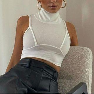 Mock Neck Cropped Tank Top