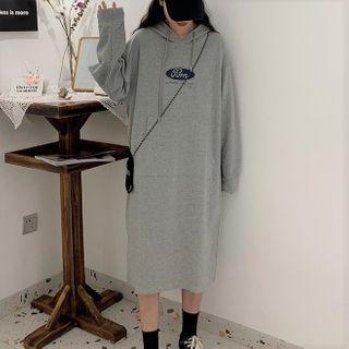 Loose-fit Lettering Hoodie Dress
