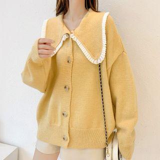 Frill Trim Collared Cardigan