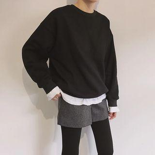 Mock-two Loose-fit Fleece-lined Pullover