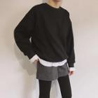 Mock-two Loose-fit Fleece-lined Pullover