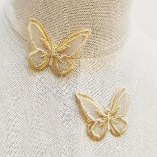 Chiffon Butterfly Choker 1 Pair - Gold - One Size
