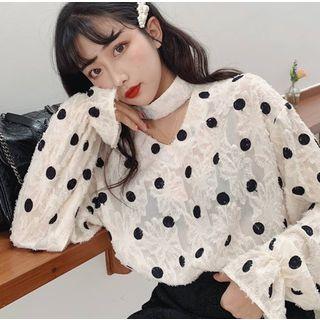 Dotted Lace Blouse As Shown In Figure - One Size