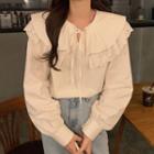 Embroidered Layered Collar Blouse White - One Size