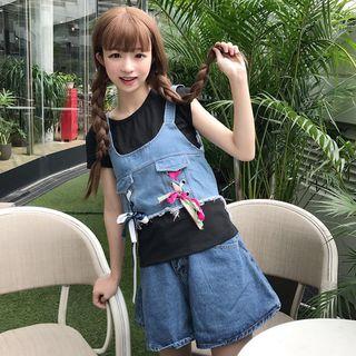 Set: Short-sleeve T-shirt + Denim Tank Top