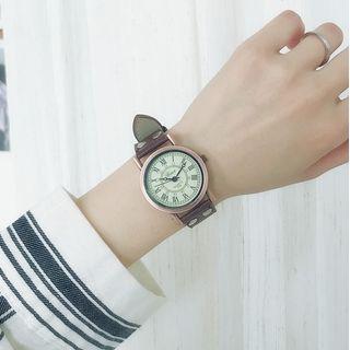 Faux Leather Rivet Strap Watch
